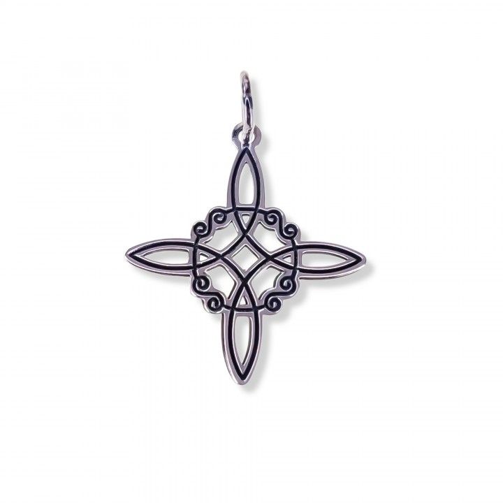Colgante Nudo de Bruja Estilizado (Plata de Ley 925) - Amuleto Celta de Protección y Defensa Mágica (24 mm)