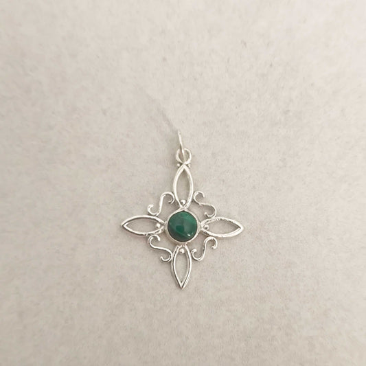 Colgante Nudo de Bruja en Plata de Ley 925 con Malaquita Natural