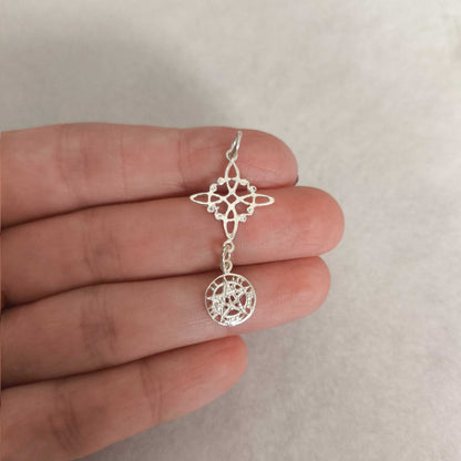 Colgante de Plata de Ley Nudo de Bruja y Tetragramatón - Protección Esotérica