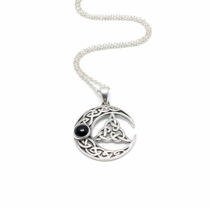 Gargantilla Plata de Ley Luna, Trisqueta y Ónix - Amuleto Místico 925