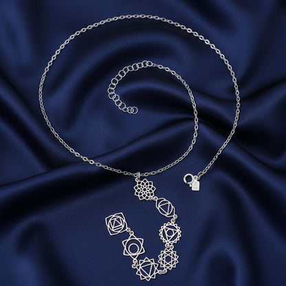 Gargantilla de los 7 Chakras de Plata de Ley 925 - Amuleto de Alineación Energética, Armonía Espiritual y Regalo de Protección Mística