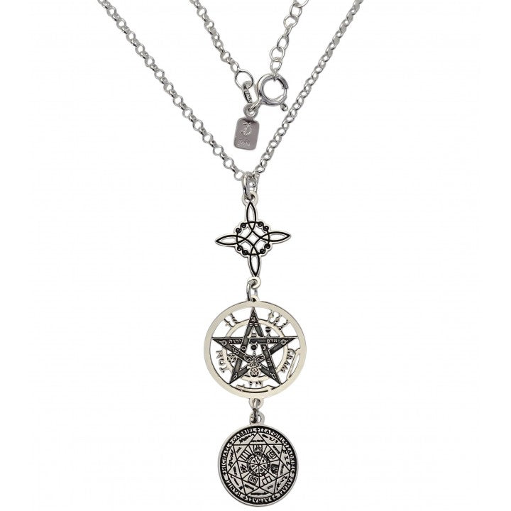 Gargantilla "Escudo Cuántico" Triple Protección: Nudo de Bruja, Tetragramatón y Siete Arcángeles