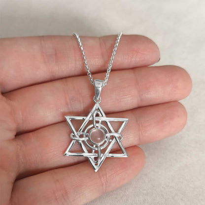 Gargantilla Plata de Ley 925 Estrella de David con Cuarzo Rosa