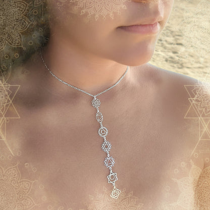 Gargantilla de los 7 Chakras de Plata de Ley 925 - Amuleto de Alineación Energética, Armonía Espiritual y Regalo de Protección Mística