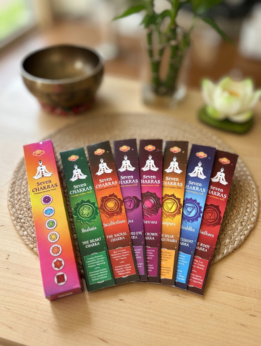 Pack Incienso 7 Chakras Semanal – Colección Completa de Armonización Energética (7 sobres + caja)