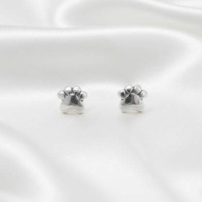 Pendientes de Huella de Mascota en Plata de Ley 925 - Joya de Botón y Regalo Emocional de Conexión Espiritual