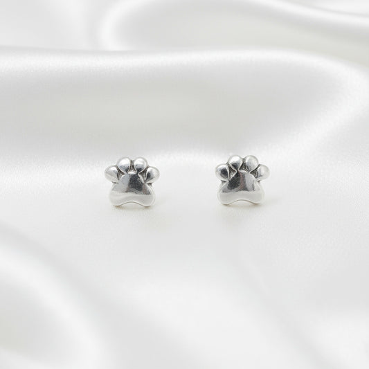 Pendientes de Huella de Mascota en Plata de Ley 925 - Joya de Botón y Regalo Emocional de Conexión Espiritual