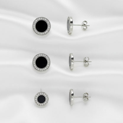 Pendientes de Plata de Ley 925 y Ónix Negro con Circonitas - Amuleto de Protección