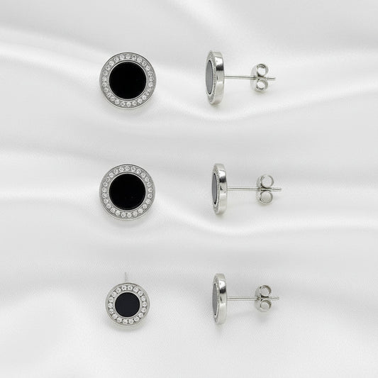 Pendientes de Plata de Ley 925 y Ónix Negro con Circonitas - Amuleto de Protección