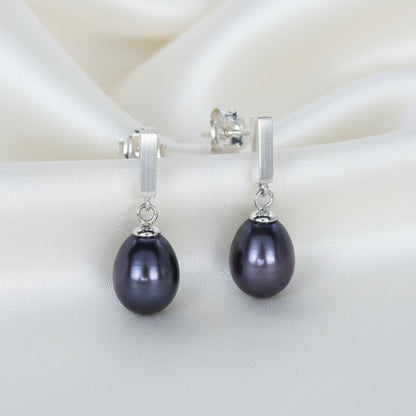 Pendientes "Eclipse Marino" - Plata de Ley Rodiada y Perla Cultivada Gris Humo Tornasol (20 mm) - Amuleto de Misterio, Intuición y Protección Profunda
