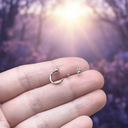 Pendientes "Halo de Sirio" - Plata de Ley Rodiada y Circonita Blanca (9.4 mm) - Amuleto de Claridad, Expansión y Protección Lumínica