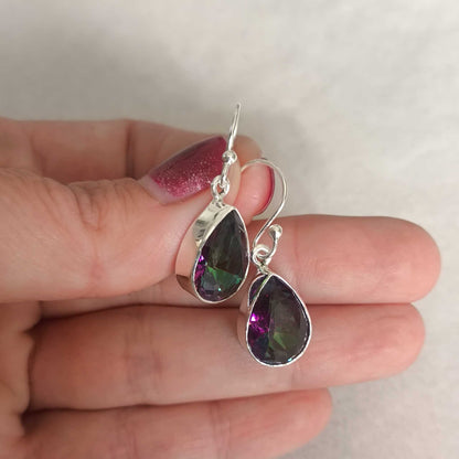 Pendientes Cuarzo Aura en Plata de Ley 925 - Energía Iridiscente