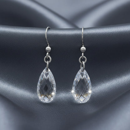 Pendientes de Lágrima en Plata de Ley 925 y Cristal Facetado - Regalo Elegante para Mujer