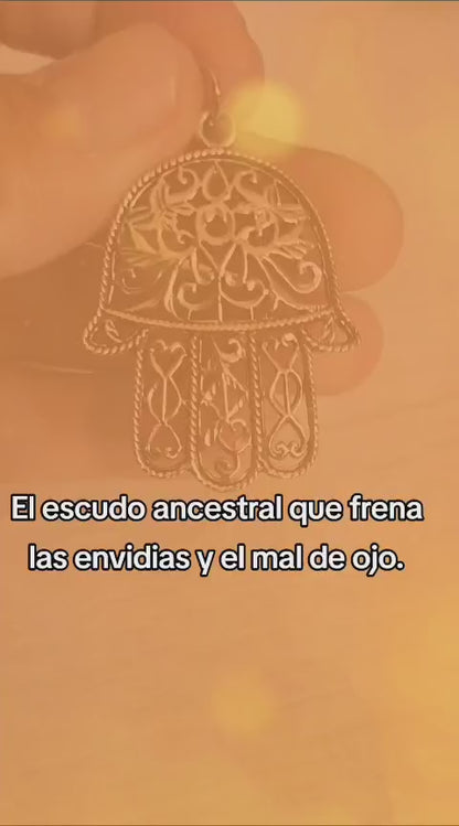 Colgante Mano de Fátima de Plata de Ley 925 Calada - Amuleto de Protección Espiritual y Regalo Sagrado