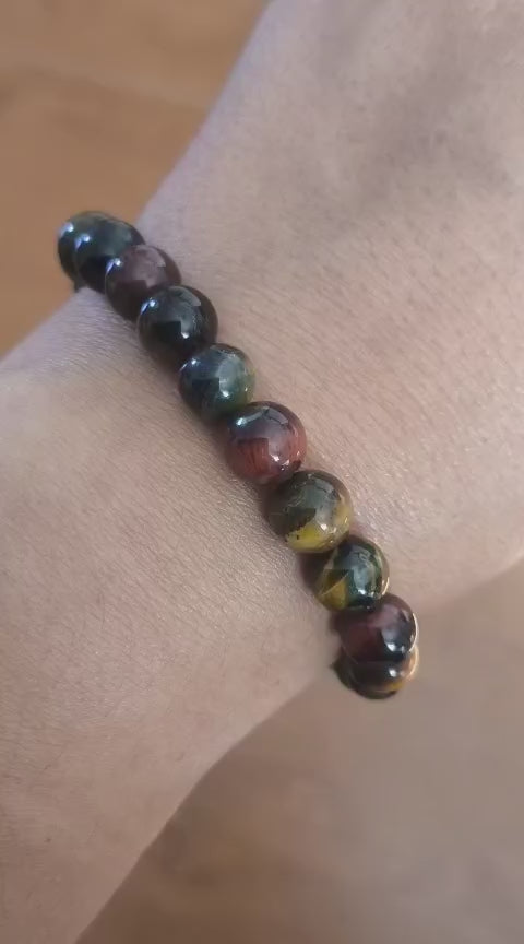 Pulsera de la Triple Protección (Ojo de Tigre, Ojo de Halcón y Ojo de Buey)