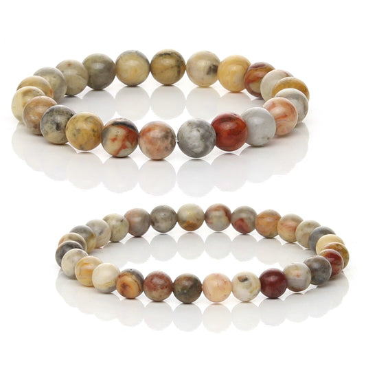 Pulsera Elástica de Ágata Crazy Lace Amarilla (Piedra de la Risa)