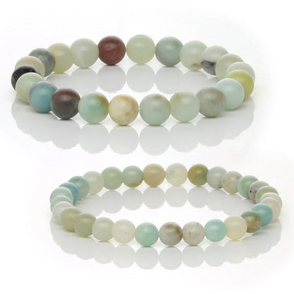 Pulsera Elástica de Amazonita Natural (Comunicación y Calma)