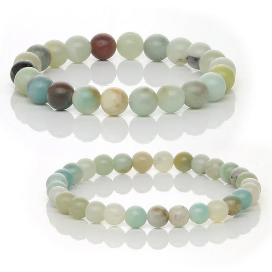Pulsera Elástica de Amazonita Natural (Comunicación y Calma)