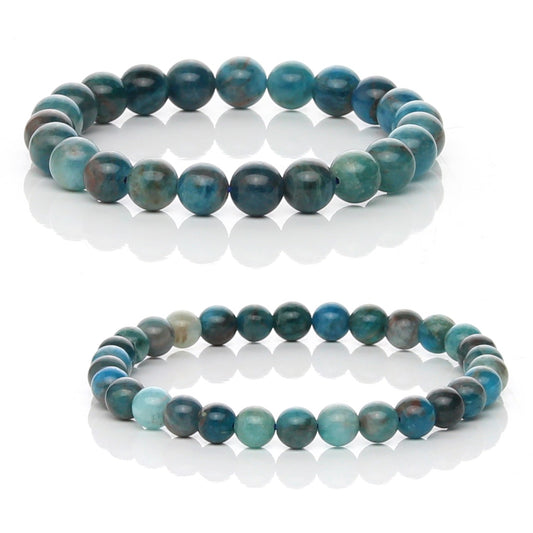 Pulsera Elástica de Apatita Azul Natural (Claridad e Inspiración)