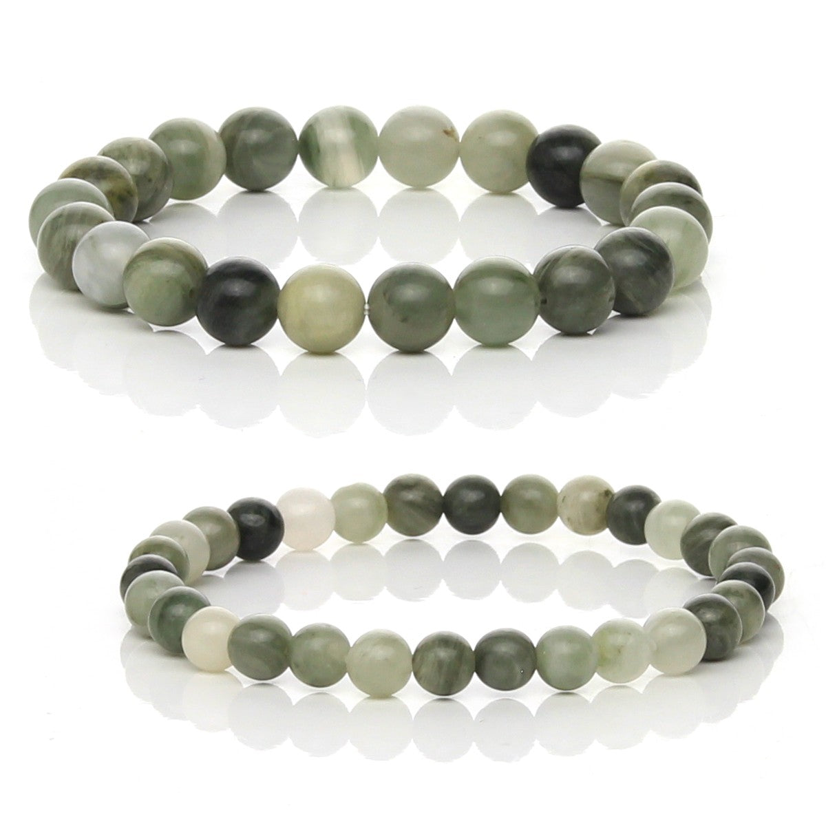 Pulsera Elástica de Cuarzo Verde Moteado (Green Hair) - Sanación y Tierra