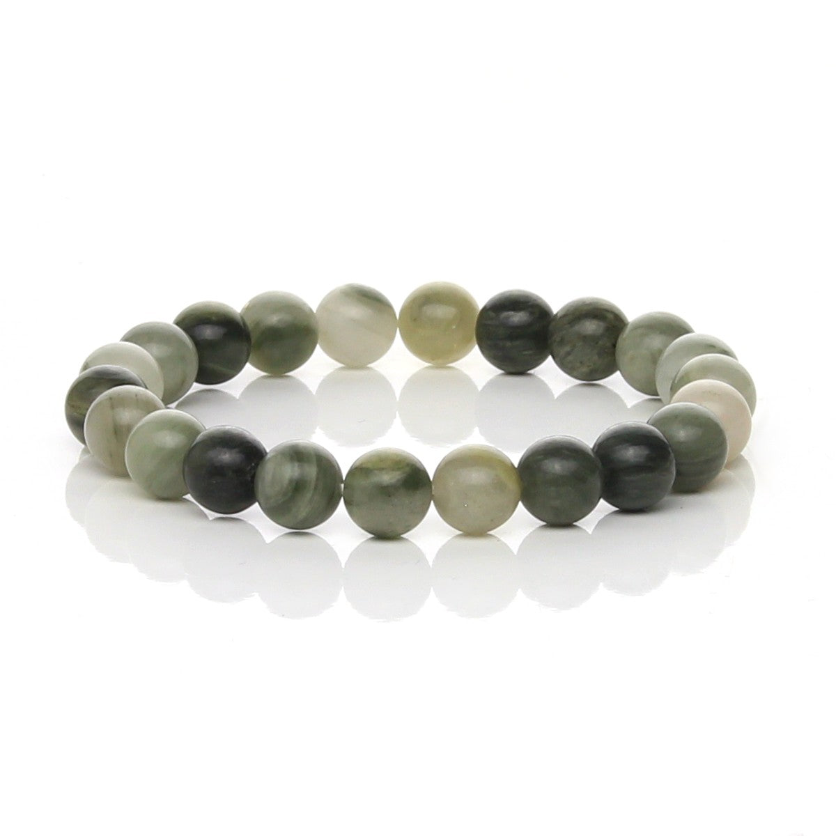 Pulsera Elástica de Cuarzo Verde Moteado (Green Hair) - Sanación y Tierra