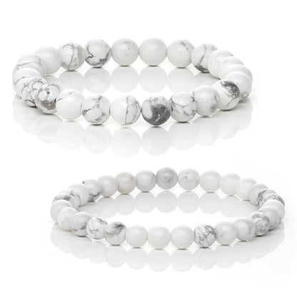 Pulsera Elástica de Howlita Natural (Calma y Absorción de Estrés)