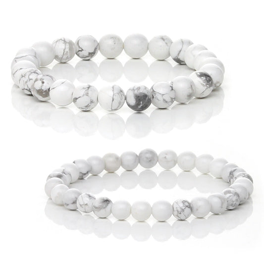 Pulsera Elástica de Howlita Natural (Calma y Absorción de Estrés)