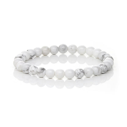 Pulsera Elástica de Howlita Natural (Calma y Absorción de Estrés)