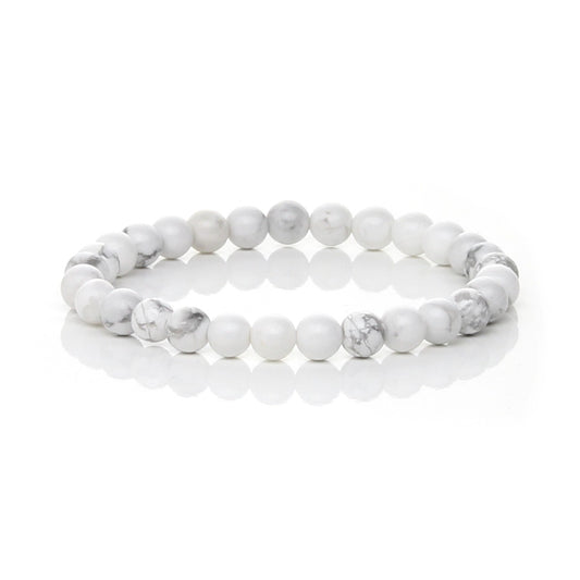 Pulsera Elástica de Howlita Natural (Calma y Absorción de Estrés)