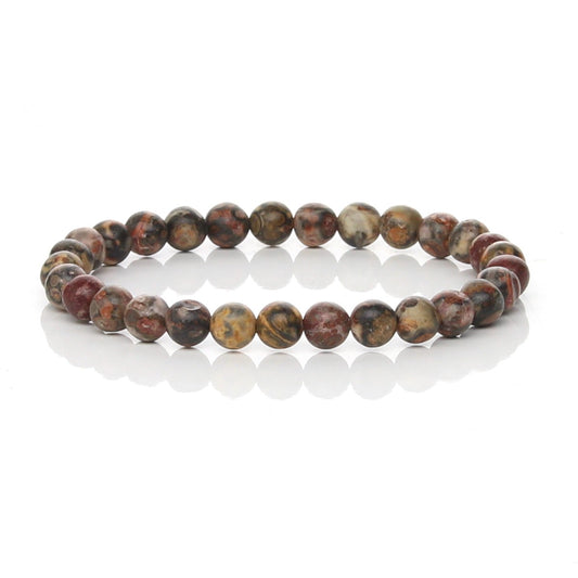 Pulsera Elástica de Jaspe Leopardo Natural (Fuerza y Protección Interior)