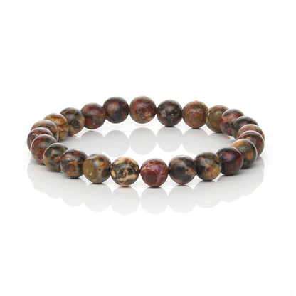 Pulsera Elástica de Jaspe Leopardo Natural (Fuerza y Protección Interior)