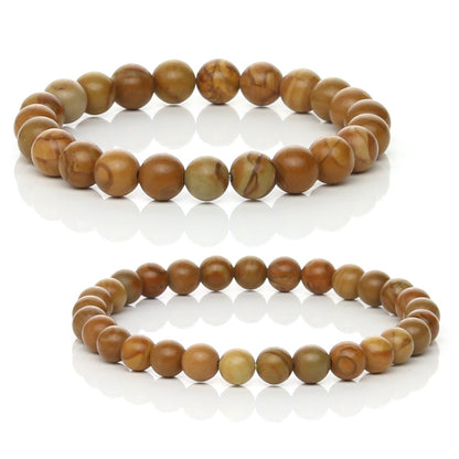 Pulsera Elástica de Jaspe Madera Natural (Enraizamiento y Nutrición)