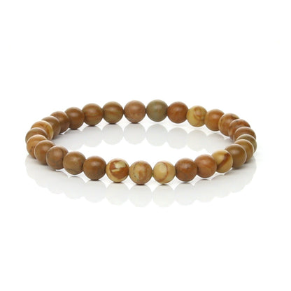 Pulsera Elástica de Jaspe Madera Natural (Enraizamiento y Nutrición)