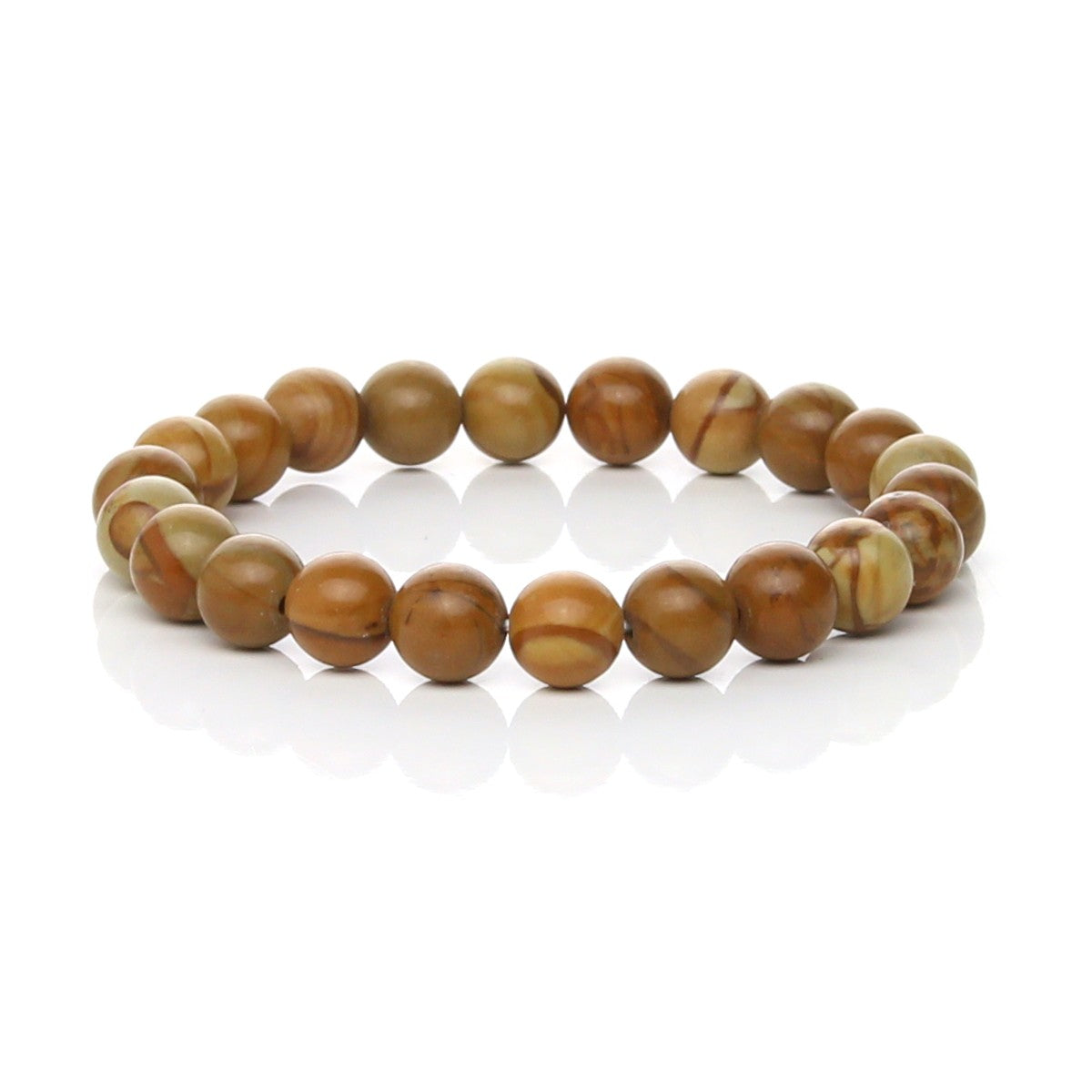 Pulsera Elástica de Jaspe Madera Natural (Enraizamiento y Nutrición)