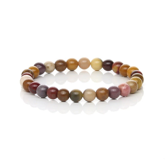 Pulsera Elástica de Jaspe Mookaita Natural (Aventura y Decisión)