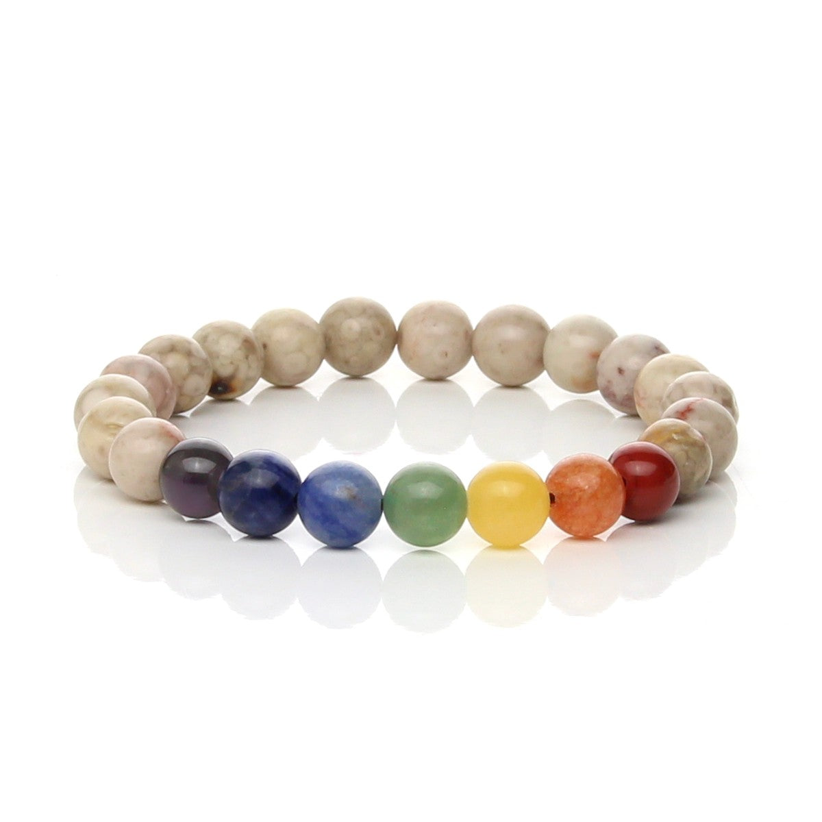 Pulsera Elástica 7 Chakras con Piedra Maifan (Armonía y Equilibrio)