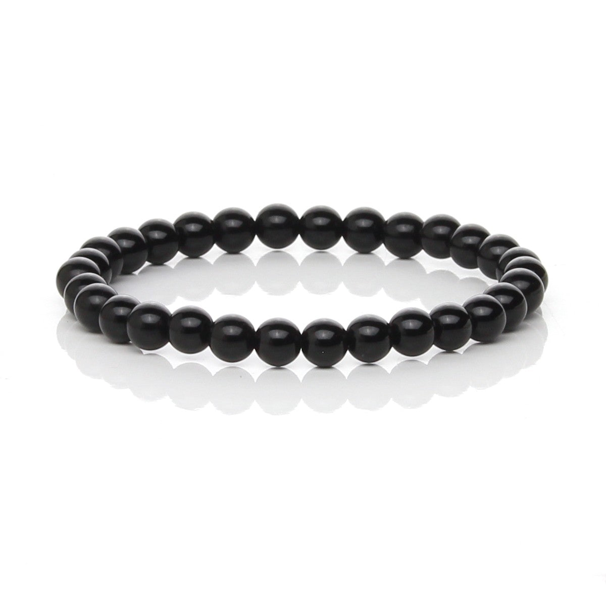 Pulsera Elástica de Obsidiana Negra Natural (Escudo Protector y Verdad)