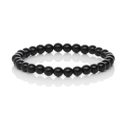 Pulsera Elástica de Obsidiana Negra Natural (Escudo Protector y Verdad)