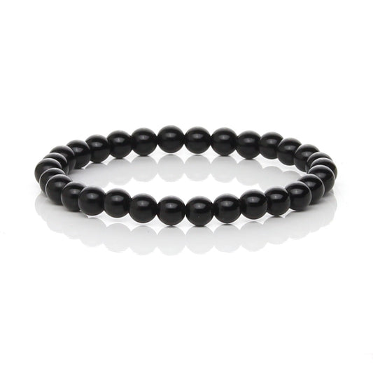 Pulsera Elástica de Obsidiana Negra Natural (Escudo Protector y Verdad)