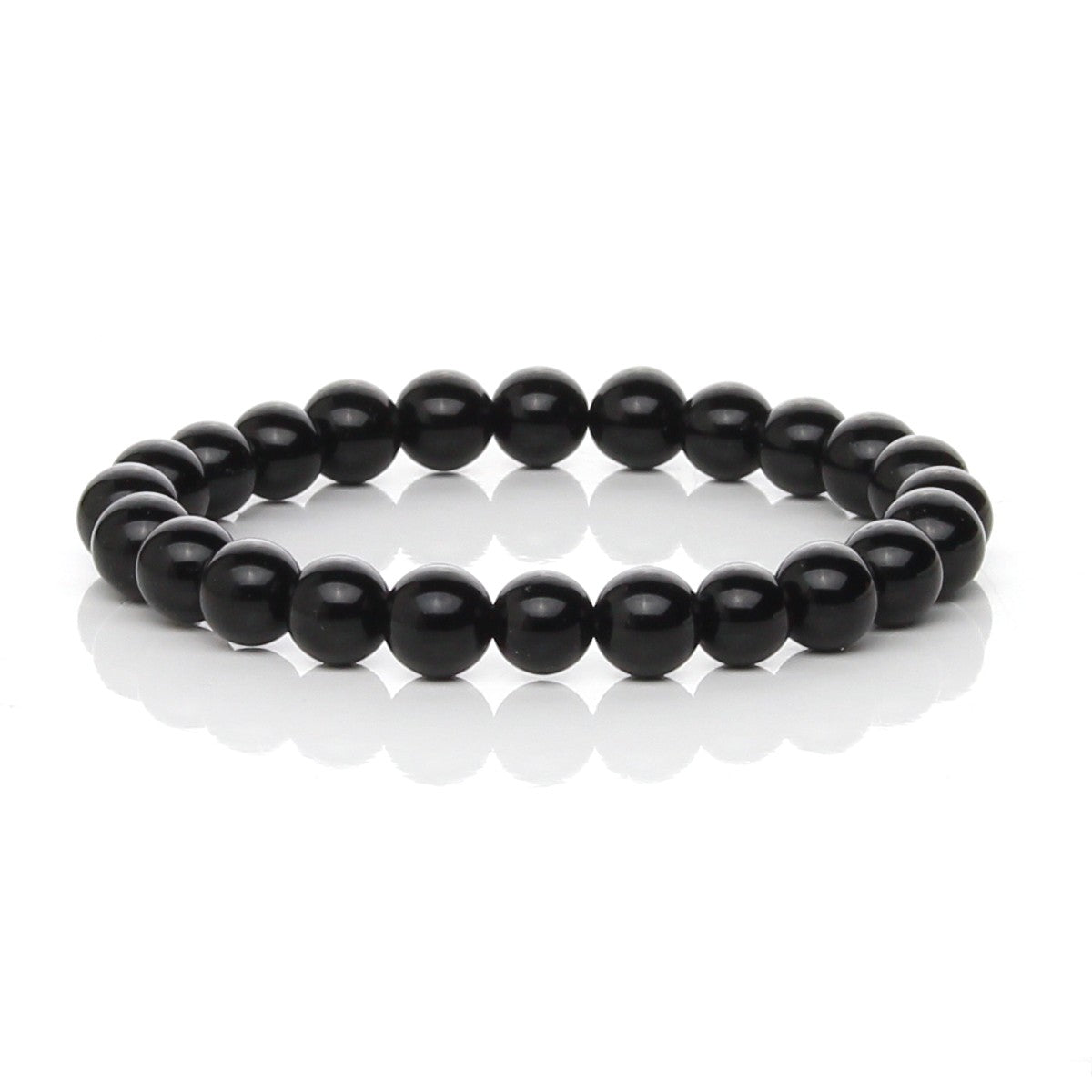 Pulsera Elástica de Obsidiana Negra Natural (Escudo Protector y Verdad)