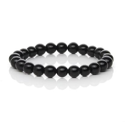 Pulsera Elástica de Obsidiana Negra Natural (Escudo Protector y Verdad)