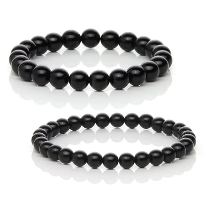 Pulsera Elástica de Ónix Negro Natural (Fuerza y Autocontrol)
