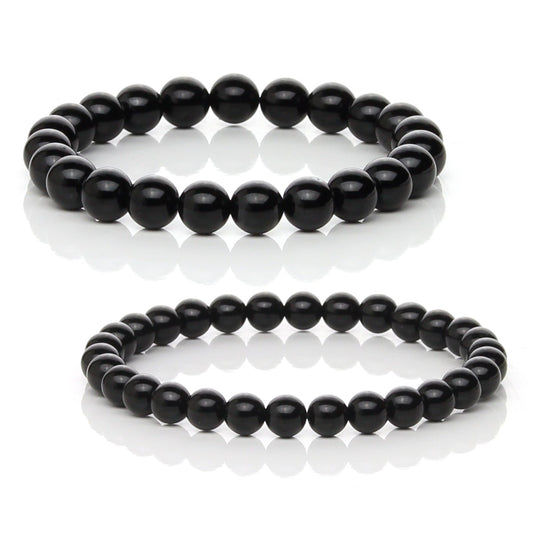 Pulsera Elástica de Ónix Negro Natural (Fuerza y Autocontrol)