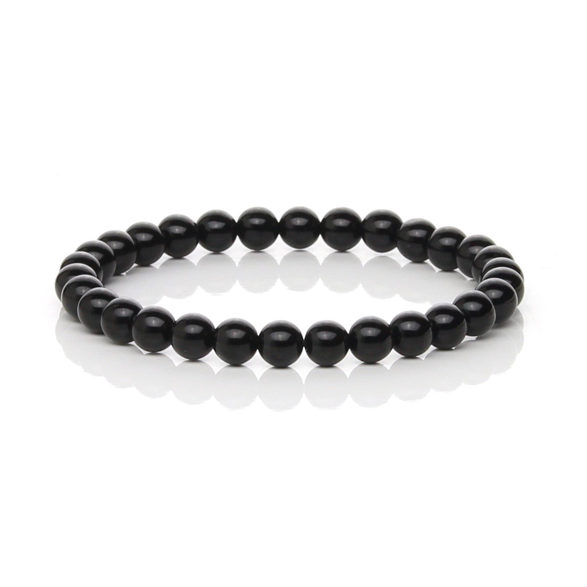 Pulsera Elástica de Ónix Negro Natural (Fuerza y Autocontrol)
