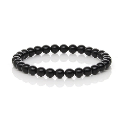 Pulsera Elástica de Ónix Negro Natural (Fuerza y Autocontrol)