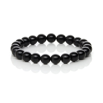 Pulsera Elástica de Ónix Negro Natural (Fuerza y Autocontrol)