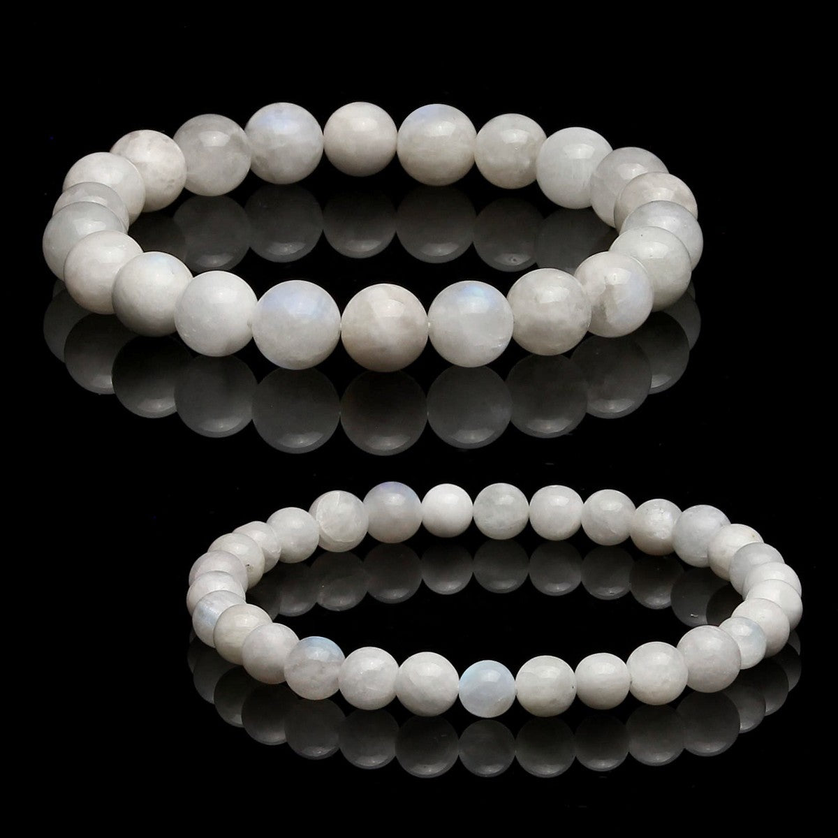 Pulsera Elástica de Piedra Luna Blanca Natural (Intuición y Nuevos Comienzos)