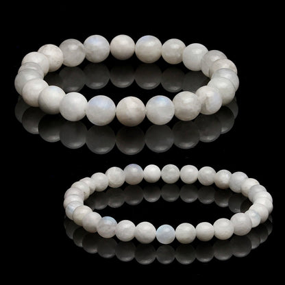 Pulsera Elástica de Piedra Luna Blanca Natural (Intuición y Nuevos Comienzos)