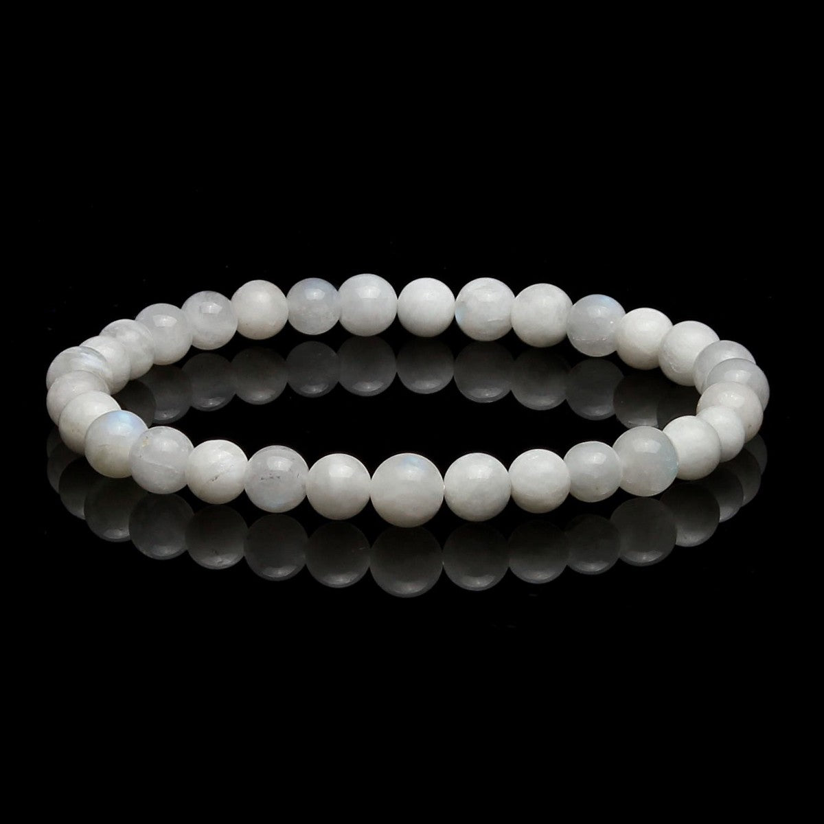 Pulsera Elástica de Piedra Luna Blanca Natural (Intuición y Nuevos Comienzos)