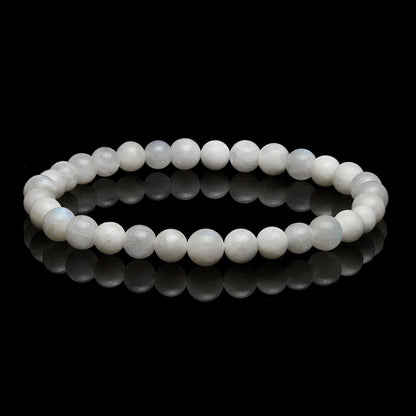 Pulsera Elástica de Piedra Luna Blanca Natural (Intuición y Nuevos Comienzos)